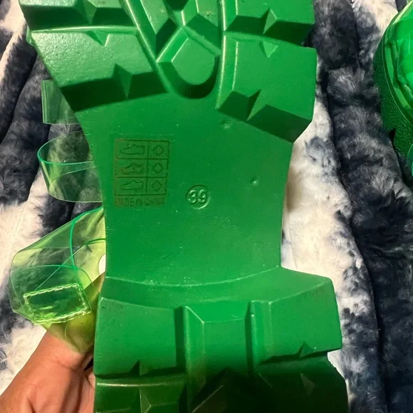 Green Transparent Slide Sandals - Picture 4 of 6